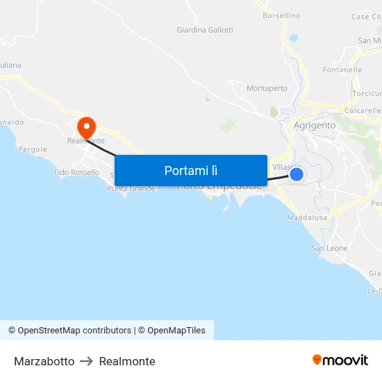 Marzabotto to Realmonte map