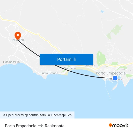 Porto Empedocle to Realmonte map