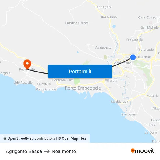 Agrigento Bassa to Realmonte map
