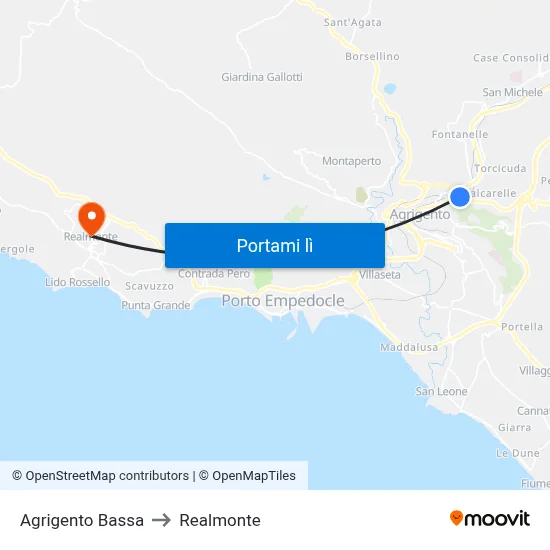 Agrigento Bassa to Realmonte map
