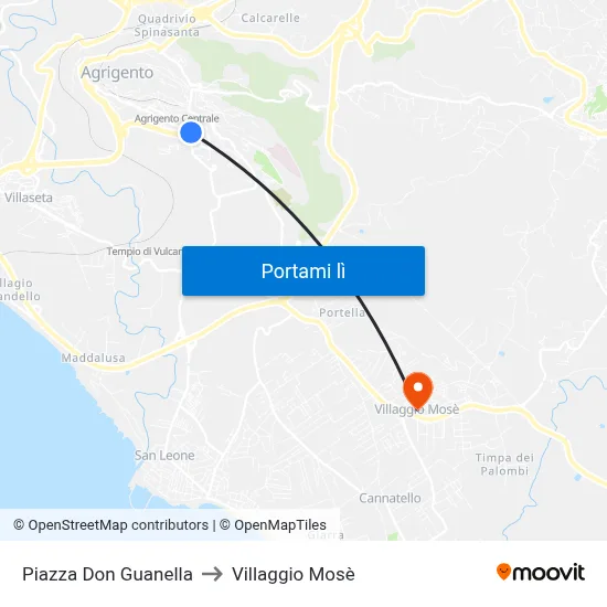 Piazza Don Guanella to Villaggio Mosè map
