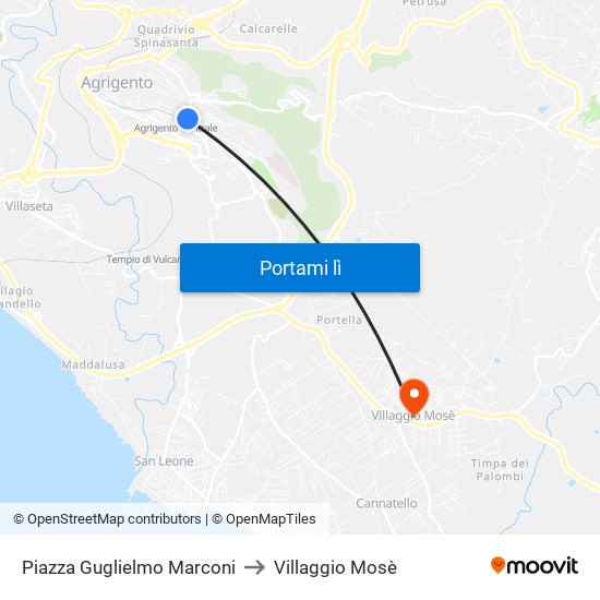 Piazza Guglielmo Marconi to Villaggio Mosè map