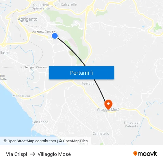 Via Crispi to Villaggio Mosè map