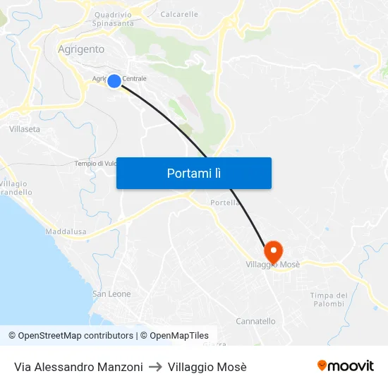 Via Alessandro Manzoni to Villaggio Mosè map
