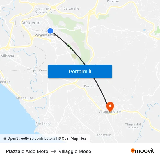 Piazzale Aldo Moro to Villaggio Mosè map