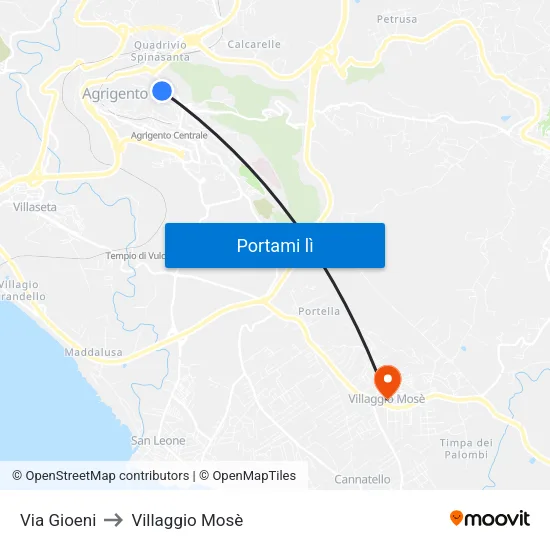 Via Gioeni to Villaggio Mosè map