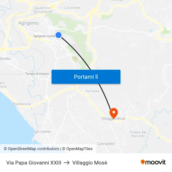 Via Papa Giovanni XXIII to Villaggio Mosè map