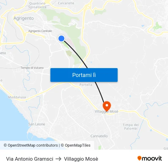 Gramsci - Da Vinci to Villaggio Mosè map