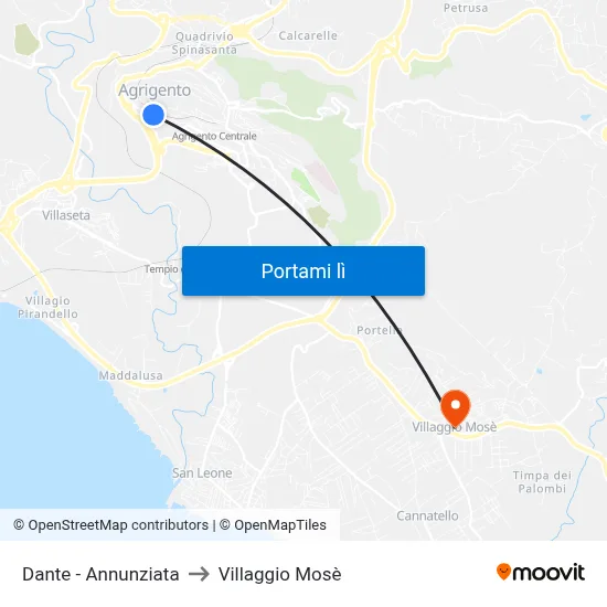 Dante - Annunziata to Villaggio Mosè map