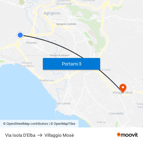 Via Isola D'Elba to Villaggio Mosè map