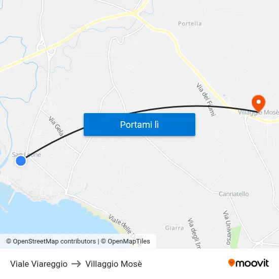 Viale Viareggio to Villaggio Mosè map