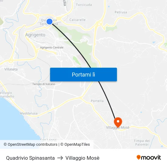 Quadrivio Spinasanta to Villaggio Mosè map