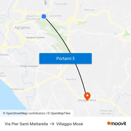 Via Pier Santi Mattarella to Villaggio Mosè map