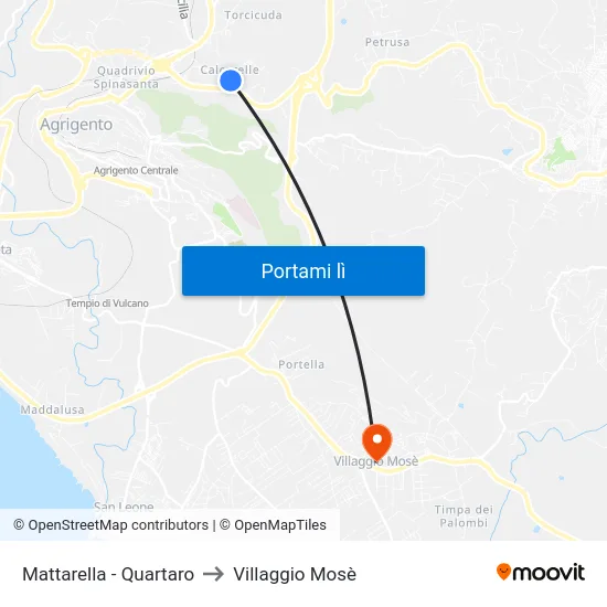 Mattarella - Quartaro to Villaggio Mosè map