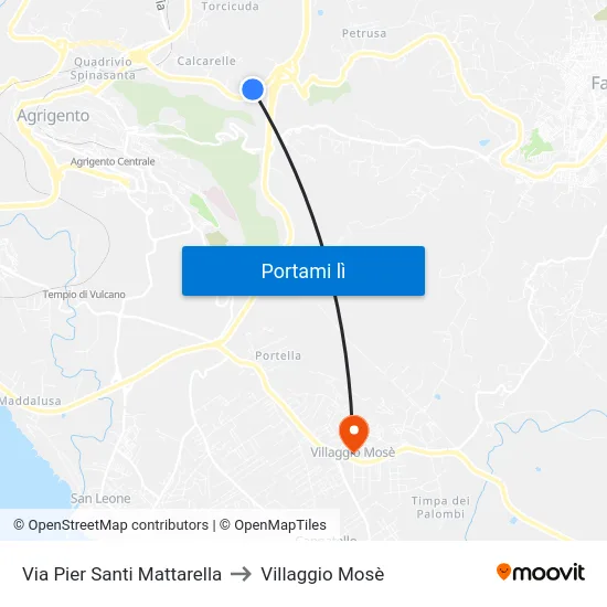 Via Pier Santi Mattarella to Villaggio Mosè map
