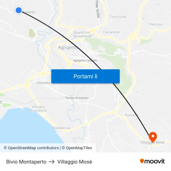 Bivio Montaperto to Villaggio Mosè map