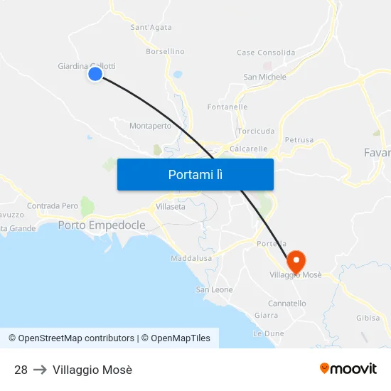 28 to Villaggio Mosè map