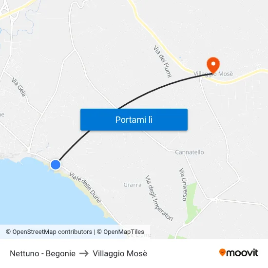 Nettuno - Begonie to Villaggio Mosè map