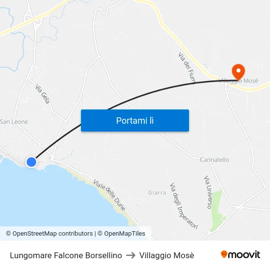 Lungomare Falcone Borsellino to Villaggio Mosè map