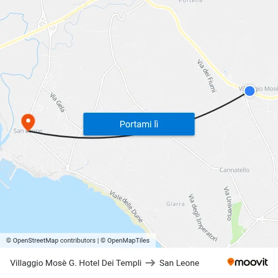 Villaggio Mosè G. Hotel Dei Templi to San Leone map