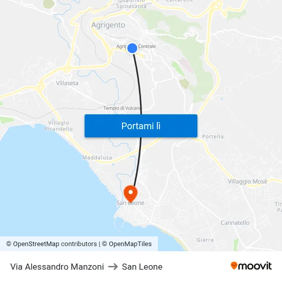 Via Alessandro Manzoni to San Leone map