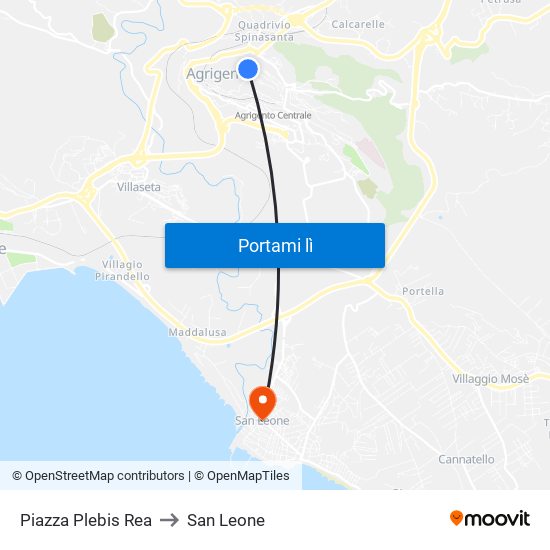 Piazza Plebis Rea to San Leone map