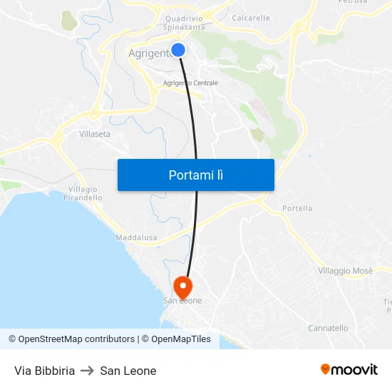 Via Bibbiria to San Leone map