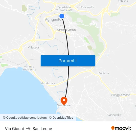 Via Gioeni to San Leone map