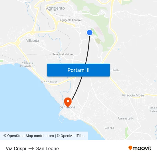 Via Crispi to San Leone map