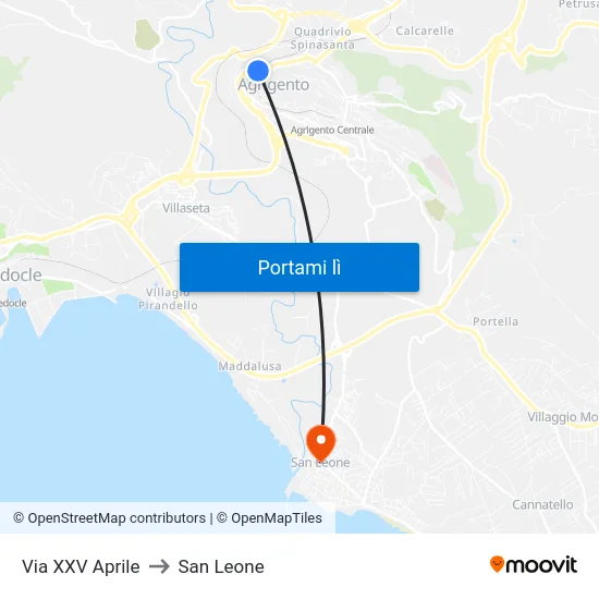 Via XXV Aprile to San Leone map