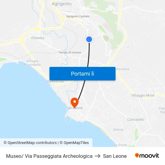 Museo/ Via Passeggiata Archeologica to San Leone map