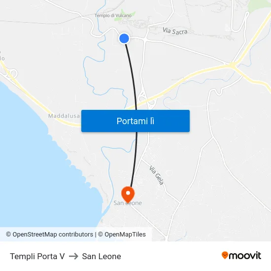 Templi Porta V to San Leone map