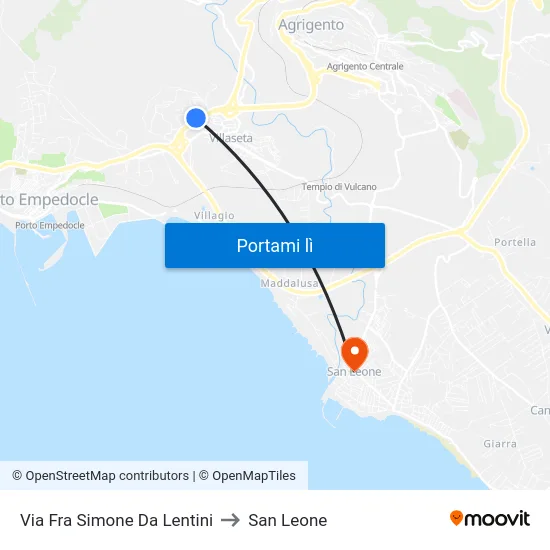 Via Fra Simone Da Lentini to San Leone map