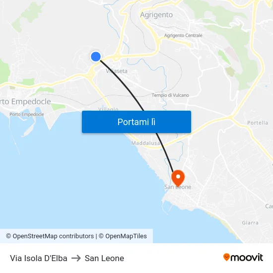 Via Isola D'Elba to San Leone map