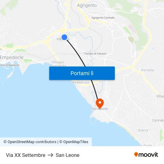 Via XX Settembre to San Leone map