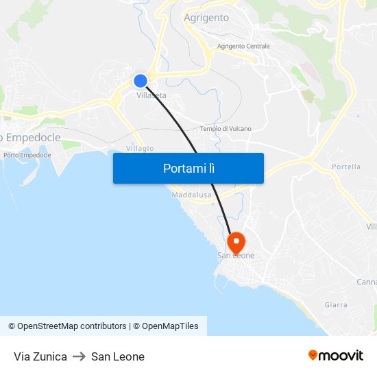 Via Zunica to San Leone map