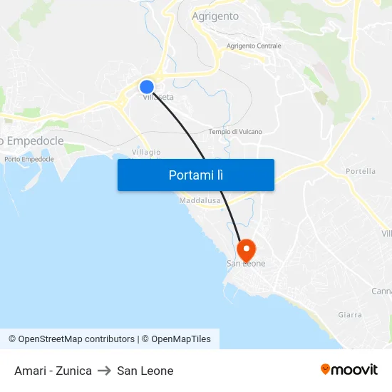 Amari - Zunica to San Leone map