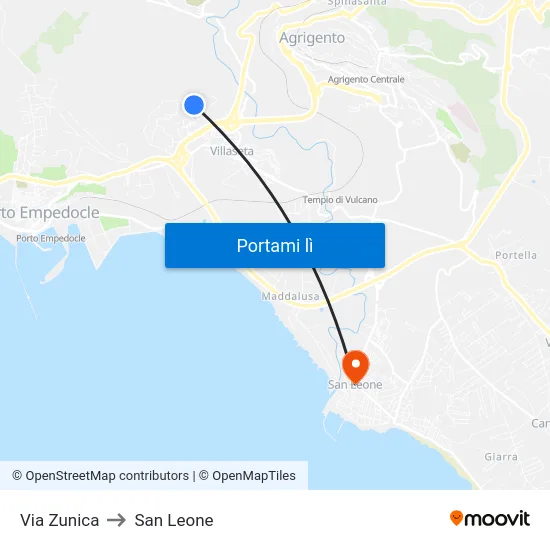 Via Zunica to San Leone map