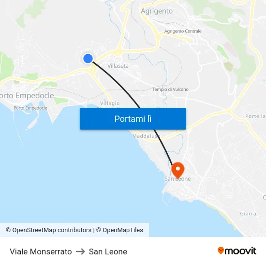 Viale Monserrato to San Leone map