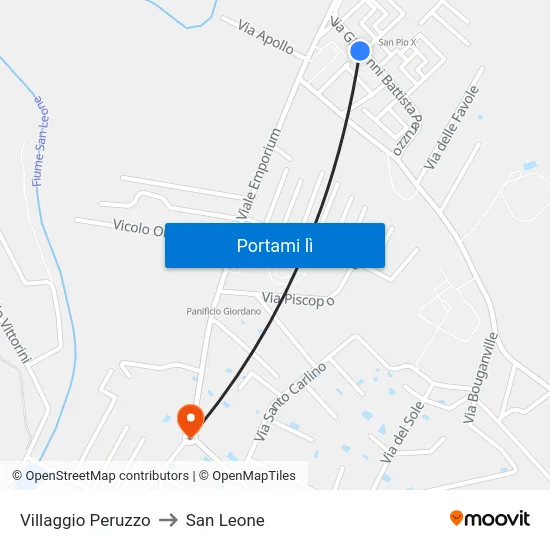 Villaggio Peruzzo to San Leone map