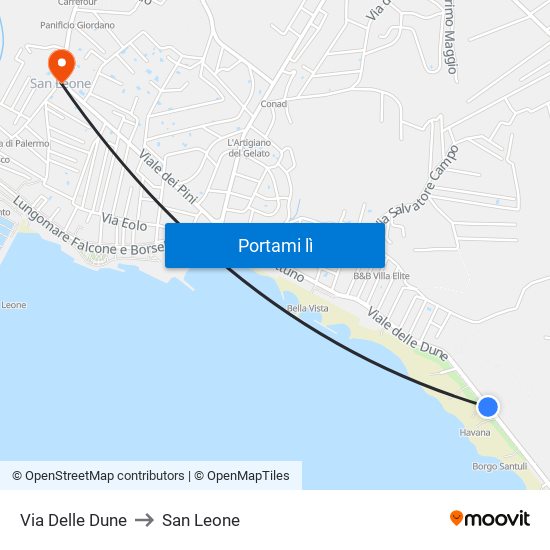 Via Delle Dune to San Leone map