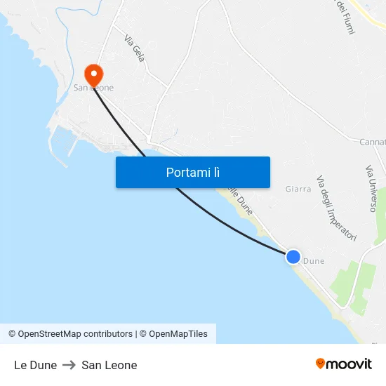 Le Dune to San Leone map