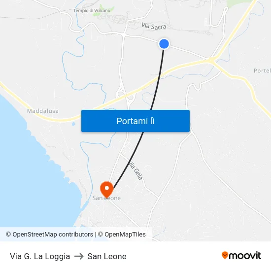 Via G. La Loggia to San Leone map
