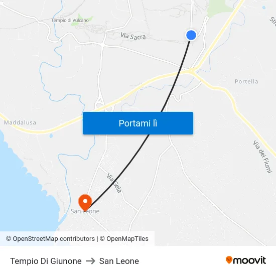 Tempio Di Giunone to San Leone map