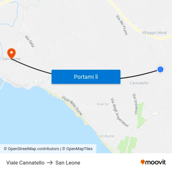 Viale Cannatello to San Leone map