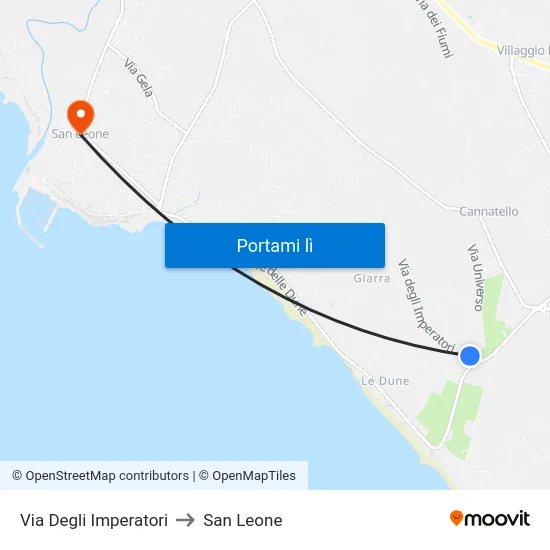 Via Degli Imperatori to San Leone map