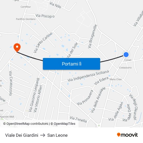 Viale Dei Giardini to San Leone map