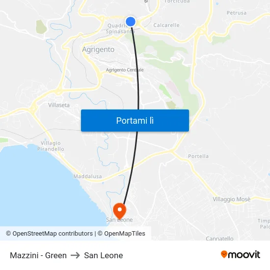 Mazzini - Green to San Leone map