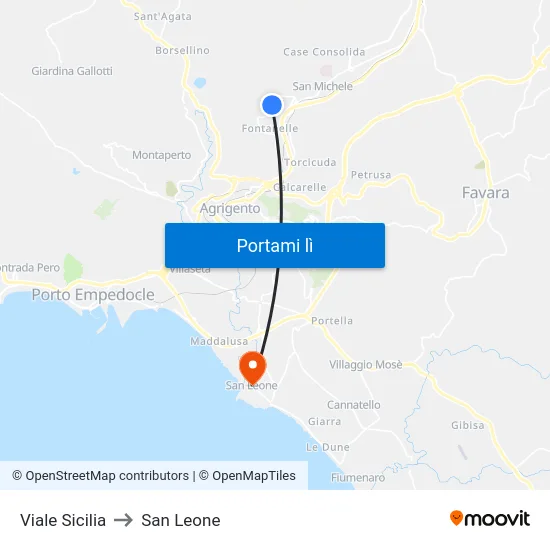 Viale Sicilia to San Leone map