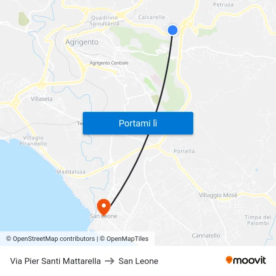 Via Pier Santi Mattarella to San Leone map